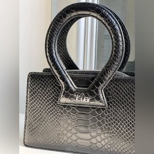 Luar Small Ana Python-Stamped Leather-Top Handle Bag (Like New - used 2x)🖤